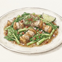 Stir-Fried Kale with Crispy Pork