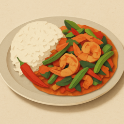 Fried Thai Red Curry on Rice