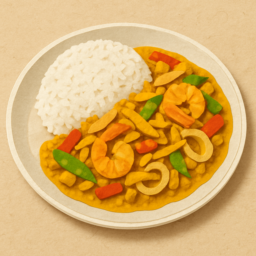 Fried Yellow Curry Powder on Rice