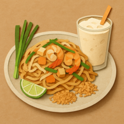 Pad Thai with Fruit Shake