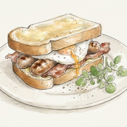 Sausage, Bacon & Egg Buttie